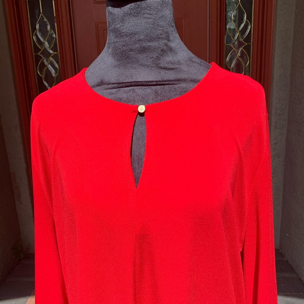 Lauren Ralph Lauren Red Bell Sleeve Tunic Top - Picture 3 of 9